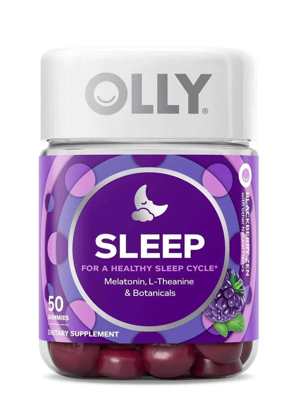 OLLY Sleep Melatonin Gummy- All Natural Flavor and Colors with L Theanine- Chamo (50 Gummies)